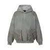 Sudadera con capucha tie-dye desgastada y sucia para hombre, sudadera tejida tipo gofre punk lavada, de moda para primavera y otoño