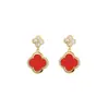 Elegante conjunto floral de cuatro piezas con incrustaciones de diamantes: collar, pulsera, aretes, anillo para mujer, bañado en oro de 18k, joyería popular europea y americana