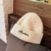 Gorro de Punto de Gran Circunferencia para Mujer 2025 Nuevo Estilo Otoño e Invierno, Hace que la Cara Parezca Más Pequeña, Cálido, Protector de Orejas, a Prueba de Frío, Gorro de Lana Blanco Crudo, Moderno