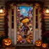 Adesivo de porta longo temático de caveira de Halloween para portas de cozinha, janelas e paredes, à prova d'água, sem resíduos, novo adesivo de feriado