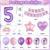 Set de Globos Morados con Número de 32 pulgadas, Banderín Rosa de Cumpleaños, Decoración para Fiesta de Primer Cumpleaños Infantil