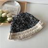 Outono e inverno cor mista grosso agulha artesanal chapéu de pescador feminino outono e inverno estilo coreano ins moda all-match quente lã bacia chapéu