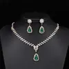 Conjunto Duas Peças Colar e Brincos Pingente Gota de Água com Strass Simples Europeu e Americano Corrente Garra Acessórios para Vestido de Casamento Festa Diamante
