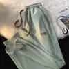 Pantalones de verano finos de seda helada para hombre de alta gama, pierna ancha, holgados y casuales, pantalones largos, pantalones casuales de pierna recta