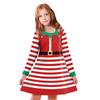 Vestidos Familiares de Natal Europeus e Americanos para Comércio Exterior, Vestido Casual de Manga Longa com Estampa Digital Listrada, Novo Vestido Transfronteiriço