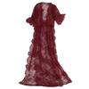 Lianyungang Midnight Charm Europeu e Americano Sexy Decote em V Profundo Manga Longa Renda Perspectiva Vestido Apertado