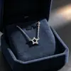 Colar de prata de lei s925 com estrela e diamante simples estilo coreano moderno versátil corrente de clavícula pentagrama gargantilha para mulheres