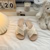 Vacaciones Bohemio Tejido Zapatillas de Playa Zapatos Planos para Mujer 2025 Suela Suave Sandalias Estilo Coreano