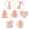 Guirlanda de decoração de aniversário transfronteiriça ornamento pendurado espiral banner de aniversário de 40 50 60 anos decoração pendurada ornamento de favo de mel