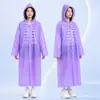 Impermeable de EVA, estilo portátil para adultos, moderno, engrosado, transparente, longitud extendida, poncho de lluvia de una sola pieza, al por mayor, con capucha y cordón