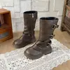 Botas compridas estilo britânico para meninas, nova coleção outono/inverno 2026, com sola grossa, de cano alto, modernas e estilosas.