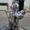 Escultura de Elefante Espelhada em Aço Inoxidável Desenho Animado Personalizado Brinquedo Tendência Figura Popular em Shopping Center Ponto de Fotos Peça Decorativa de Exibição