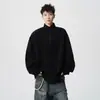 Sudadera fina de estilo americano deconstruida con media cremallera para hombre, talla grande, elegante y genial, chaqueta tipo pullover, marca de tendencia de invierno, ropa de hombre de alta gama