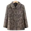 Nuevo Top Grueso Retro con Solapa para Primavera/Otoño para Mujeres de Mediana Edad y Mayores, Chaqueta de Longitud Media de Manga Larga con Estampado y Patchwork para Madres
