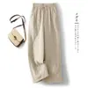 Fotos reales de pantalones de algodón para mujer para uso en exteriores, nuevo estilo invierno 2026, pantalones súper elegantes con forro fino de algodón, corte recto, pierna ancha y longitud cropped