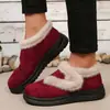 Zapatos de Algodón de Invierno para Madres de Mediana Edad y Mayores para Mujer con Ribete de Piel de Terciopelo Plus, sin Cordones, Suela Gruesa Antideslizante, Zapatos de Tela del Viejo Pekín, Zapatos Cálidos para Mujer