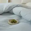 Juego de ropa de cama de algodón 100% tejido, cepillado, minimalista y lujoso, de color liso, que incluye funda de edredón, sábana plana, sábana bajera y funda de almohada
