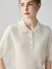 Nuevo Suéter de Punto de Cachemira con Cuello Polo, Lentejuelas, Manga Corta, Color Sólido, Botones, para Mujer, Colección Primavera/Verano 2026