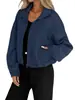Chaqueta de béisbol holgada para mujer, de estilo europeo y americano transfronterizo para Amazon, colección Otoño/Invierno 2026, con cuello alto, cremallera, dobladillo con cordón y bolsillos