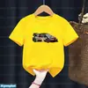 Moda Nova Camiseta para Meninos Estampa Legal de Corrida Camiseta Infantil Roupa Infantil Fofa Casual Tendência