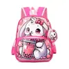 Mochila Escolar para Aluno do Ensino Fundamental Transfronteiriça 1-3 Anos Nova Mochila de Jardim de Infância para Turma Grande Mochila Ultra-Leve de Coelho Desenho Animado para Mulheres