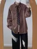 Camisas a rayas retro japonesas nuevas al por mayor para hombre y mujer, estilo universitario, corte holgado, versátiles, de manga larga, modernas