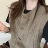 Diseño coreano patrón tridimensional botón de palanca chaleco de punto mujer principios de otoño nuevo moda chaleco suéter versátil