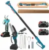 Nueva motosierra a batería de litio recargable, adecuada para jardinería y uso en exteriores, operación con una sola mano, pértiga extensible y juego de sierra para podar ramas altas