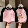 Camiseta Base de Cuello Redondo para Niñas 2026 Nuevo Estilo Ropa Interior para Niños Medianos y Mayores Polar de Doble Cara Otoño/Invierno Camiseta con Parches Manga Larga