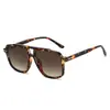 Gafas de Sol de Moda Europeas y Americanas con Doble Puente para Hombres, Nuevas Gafas Redondas Estilo Aviador con Protección Solar, Monturas con Estampado de Leopardo, Gafas de Venta al por Mayor Transfronteriza