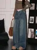 Jeans Retro Americanos de Pierna Ancha para Mujer, Nuevo Estilo de Primavera, Tiro Alto, Adelgazantes, Caídos, Casuales, Holgados, de Pierna Recta, Pantalones de Largo Hasta el Suelo