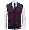 Chaleco de punto para hombre, suéter de punto sin mangas cálido para otoño e invierno, ajuste slim para hombre
