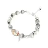 Pulsera de Cristal Fantasma Verde Natural Diseño Original con Hoja y Ondas de Buena Suerte para Mujer