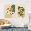 Pintura decorativa de girasol estilo nórdico, pequeña y clara de plantas y flores estilo japonés, pintura colgante para sala de estar, pintura de pared para balcón de restaurante