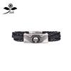 Pulsera de Acero Inoxidable y Cuero Genuino Calavera Punk Acero de Titanio Sin Decoloración Estilo Retro Europeo y Americano para Hombres y Mujeres Estilo ins Alta Textura