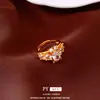 Anillo abierto ovalado de circón vintage, sensación de lujo ligero y alta gama, anillo para el dedo índice, joyería versátil estilo palacio
