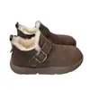 Versión de Lana de las Botas de Nieve Sangpo Integradas de Piel de Oveja para Mujer, Zapatos Estilo Birkenstock de Suela Gruesa, Forrados de Felpa y Engrosados para Calidez, Zapatos Grandes de Algodón para Zonas del Noreste