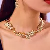 Moda Europeia e Americana Transfronteiriça Dobra Líquida Gola Irregular Pulseira Vento Frio Metal Lava Gargantilha Feminina