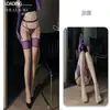 Meias Qianai Sexy Peça Única com Suspensórios de Renda, Ultrafinas, Sexy, Transparentes e Tentadoras, Bumbum Aberto e Exposto Sem Tirar