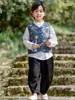 Ropa Nueva de Primavera y Otoño 2026 Estilo Chino Disfraz Antiguo para Niños y Niñas, Traje Tang, Chaleco de Nuevo Estilo Chino, Camisa y Pantalones Largos Conjunto de Tres Piezas