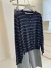 ¡Suave y cómodo cárdigan de punto a rayas color block de mezcla de lana para mujer! Una chaqueta suéter simple y versátil de cuello redondo para otoño e invierno