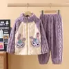 Nuevo Conjunto de Pijama para Niños Ropa de Casa Invierno Espeso Terciopelo de Coral Pijama para Hombres y Mujeres Conjunto de Dos Piezas