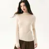 Suéter de cachemira 100% puro para mujer, cuello semi-alto, corte ajustado, estilo simple de alta gama, suéter base de punto de cachemira