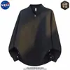 Moletom de Manga Longa de Alta Qualidade Co-Branded NASA para Homens, Casual Solto para Primavera e Outono, Design de Tamanho Grande, Top Tendência