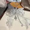 Corrente de Celular com Laço de Tule Bordado de Alto Acabamento para Mulheres, Acessório Versátil da Moda, Ornamento Requintado Ultra-Fada Luz de Luxo