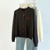 Cardigan de Tricô com Fio Cardado e Painéis Grandes para Outono e Inverno, para Usar em Camadas ou Sozinho, com Botões Bordados de Coração para Mulheres
