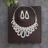 Conjunto de Colar e Brincos Borboleta Gota d'Água Estilo Europeu e Americano, Exagerado Totalmente Cravejado de Diamantes Vestido de Noiva Flor de Cristal Joias de Noiva para Mulheres