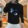 Moletom Tendência com Estampa de Águia Gola Redonda para Homens, Roupa Grossa de Lã com Manga Longa para Jovens, Estiloso e Descolado