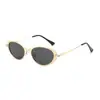 Gafas de sol ovaladas con montura pequeña de estilo europeo y americano 2026 para mujer, Gafas de sol metálicas de alta gama estilo retro francés para celebridades de internet para hombre