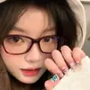 Estilo de Chica Popular Europea y Americana Montura de Gafas Lisa Elegante Borgoña Cuadrada Ojo de Gato Cara Redonda Aspecto Adelgazante Se Puede Combinar con Mujeres Miopes